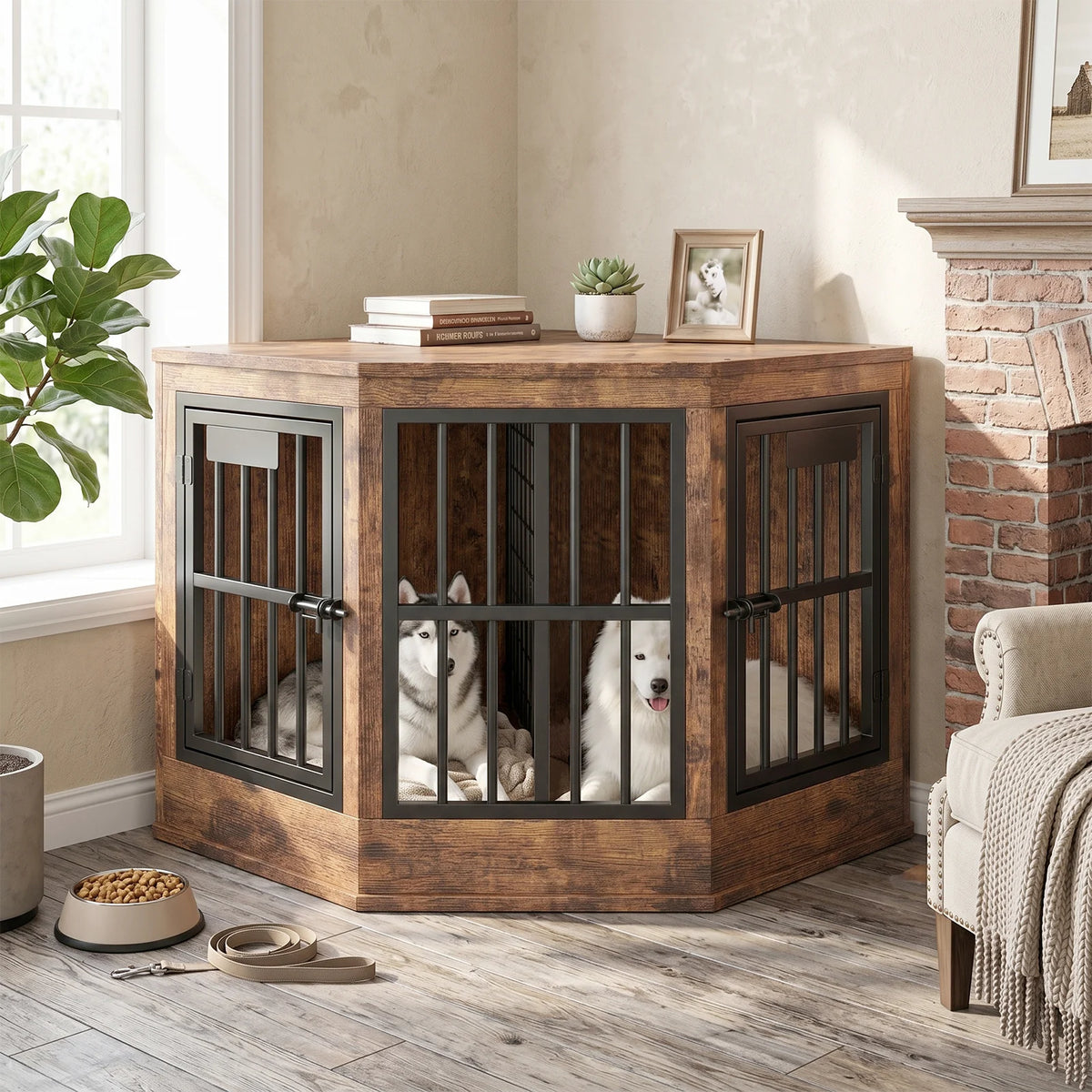 Modern Indoor Corner Dog Crate Furniture And Tv Stand