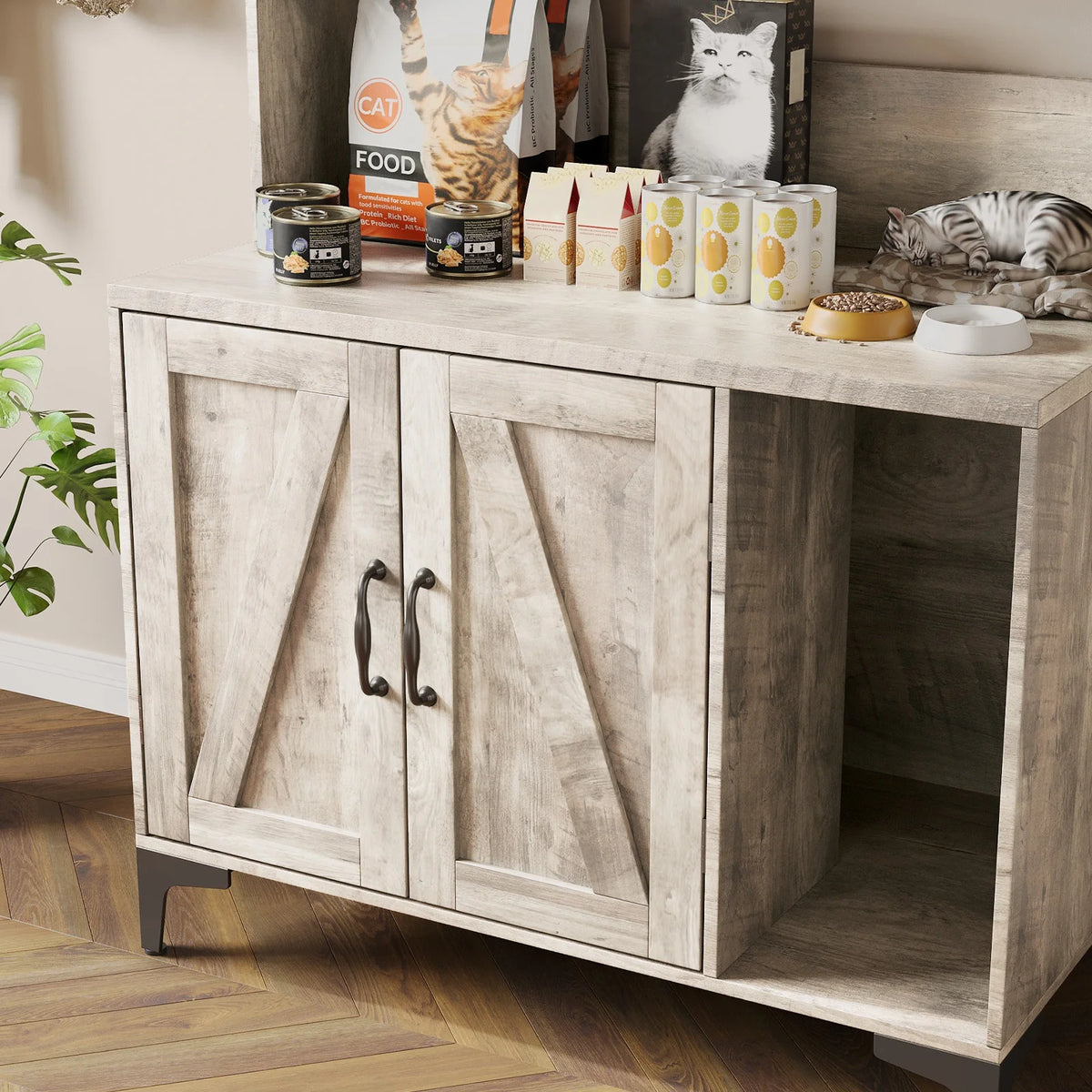 EliteZ Cat Litter Box Enclosure Cabinet With Storage
