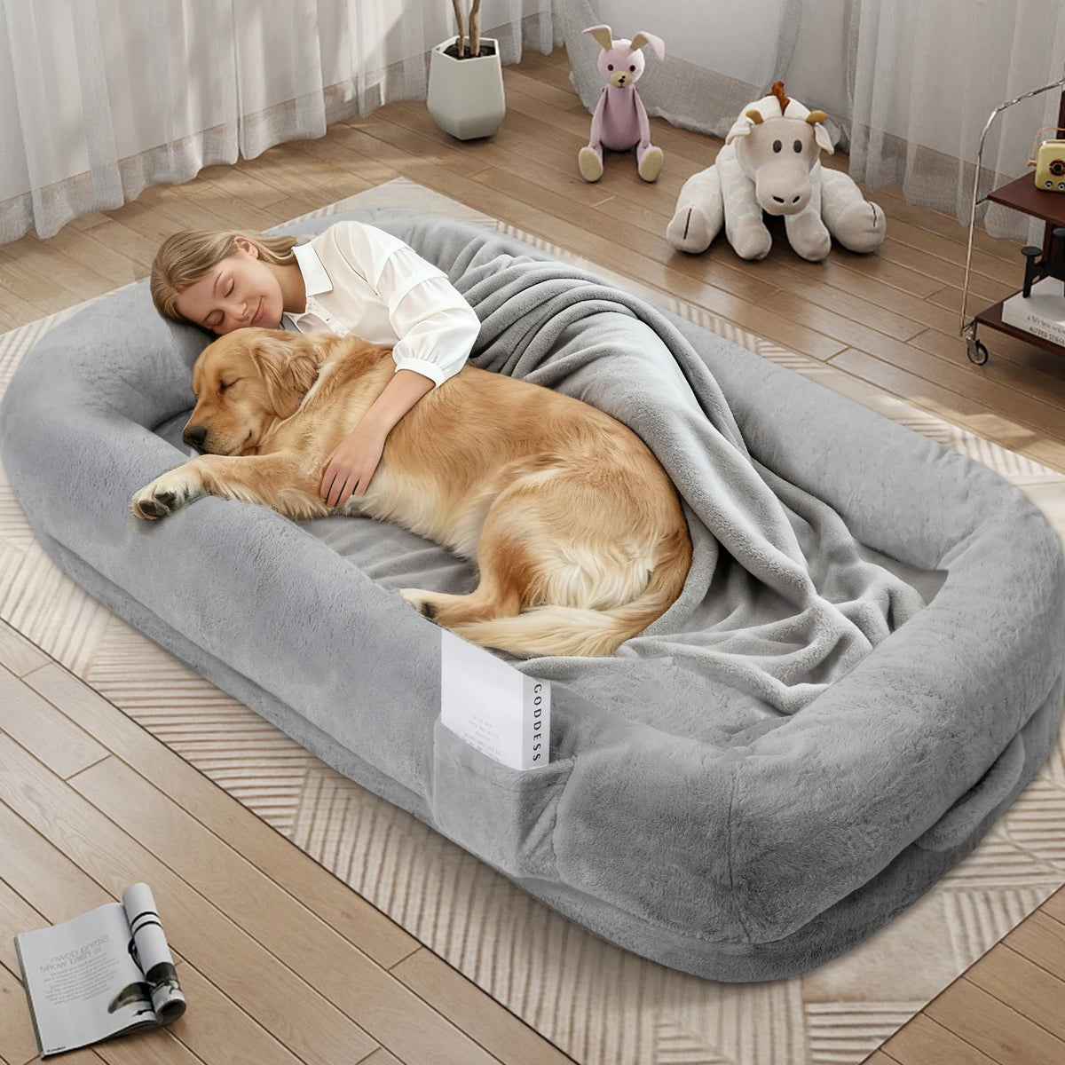 Orthopedic Faux Fur Pet Bed With Removable Cover For Adults