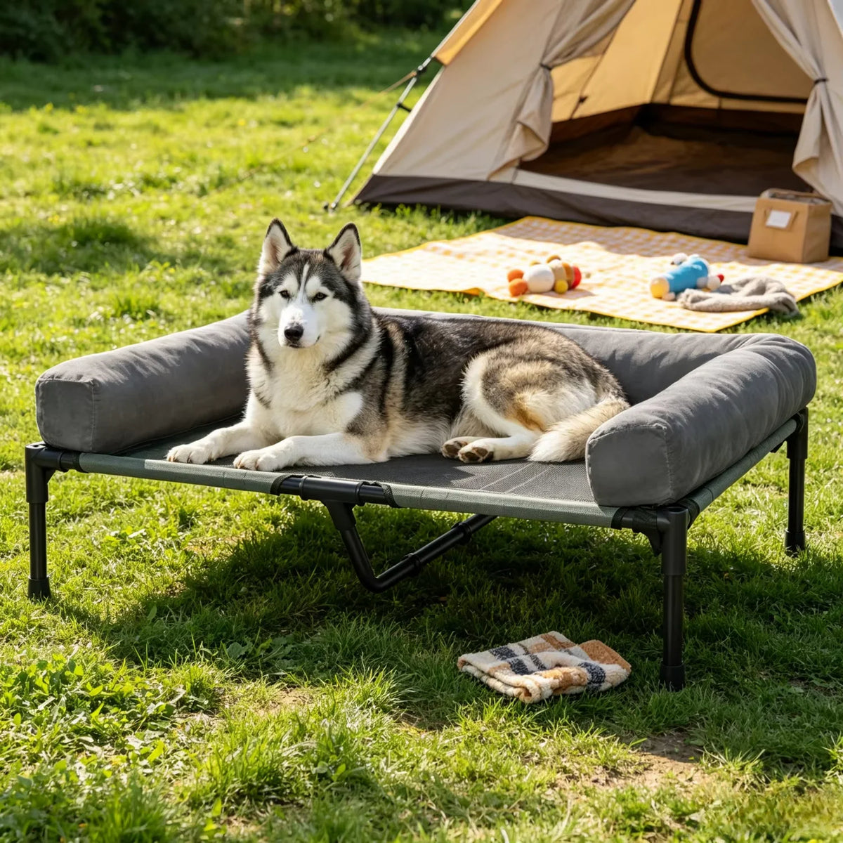 Bingopaw Elevated Pet Dog Bed With Breathable Mesh Cooling Design