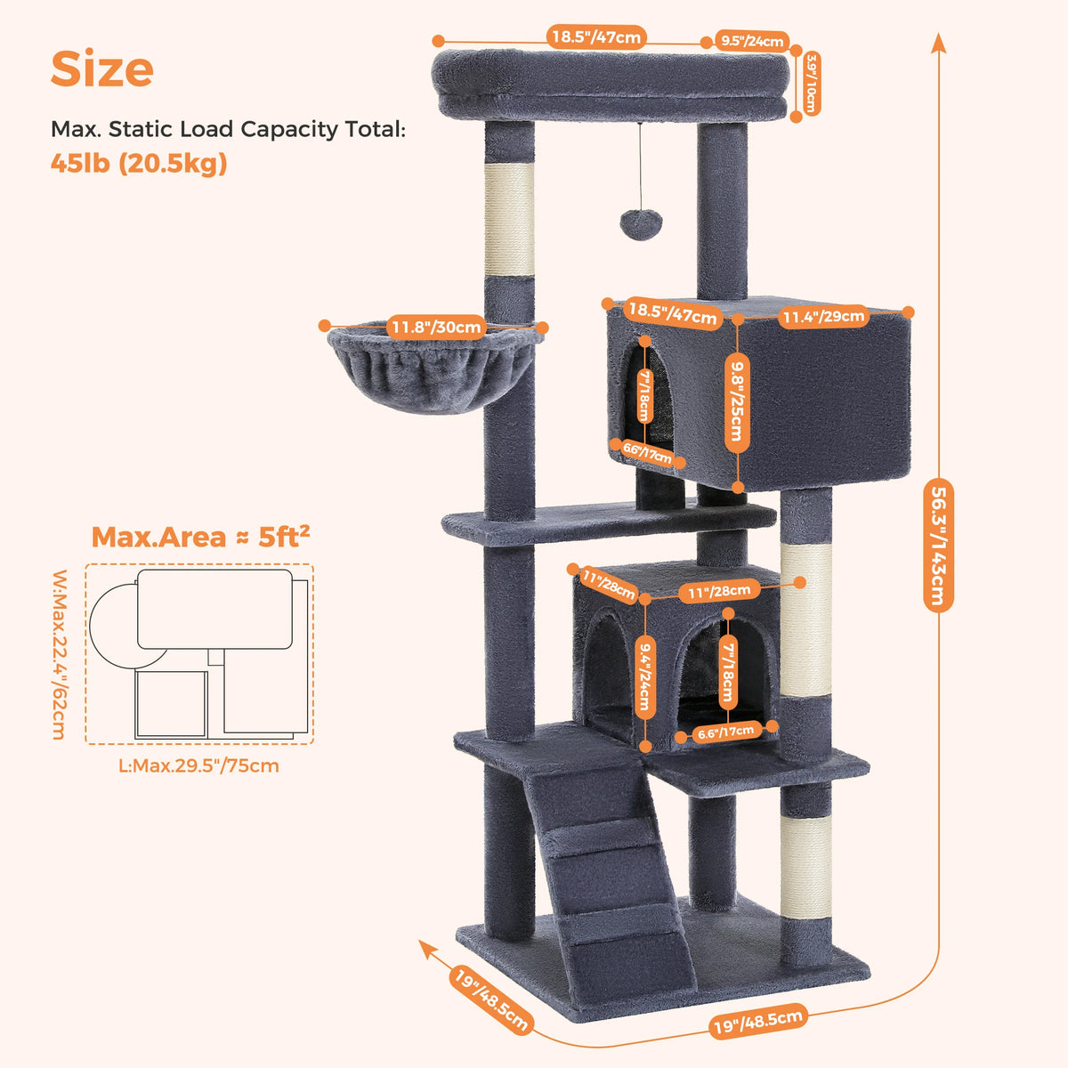 PAWZ Road Four Tier Cat Condo Featuring Hammock And Posts