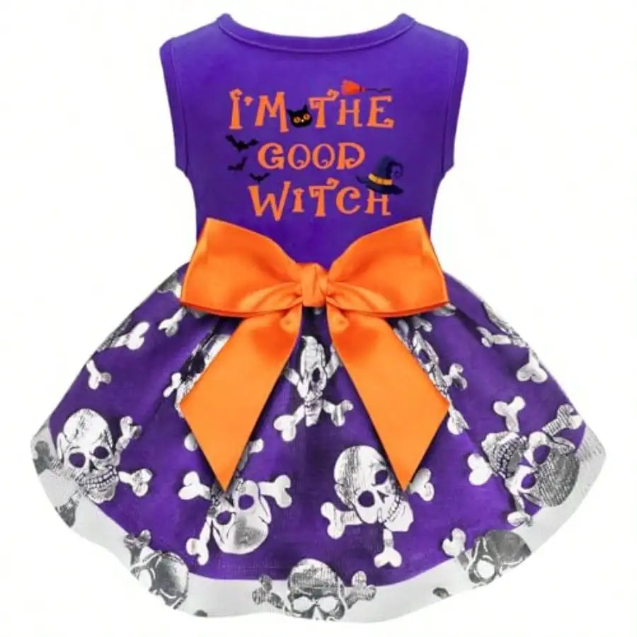 Adorable Dog Halloween Witch Costume With Decorative Bow