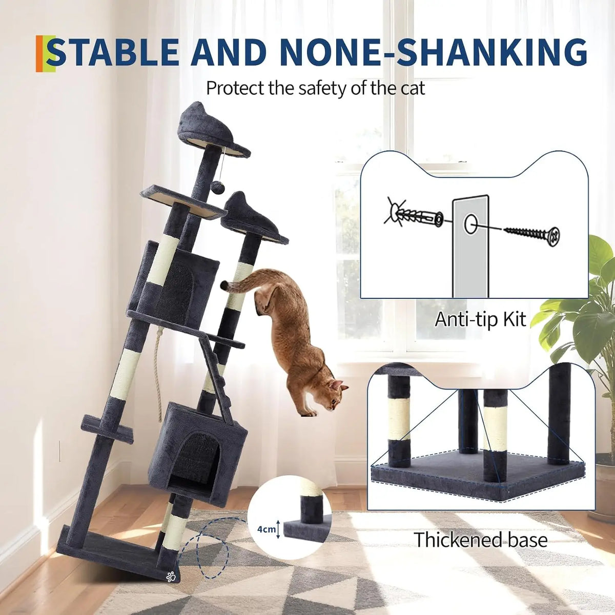 Garvee Heavy Duty Cat Tree Tower With Sisal Scratching Posts
