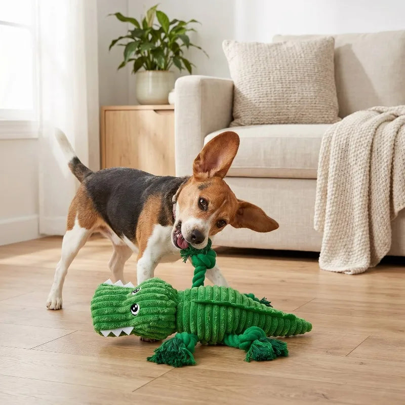 Durable Plush Alligator Dog Toy With Squeaker For Chewers