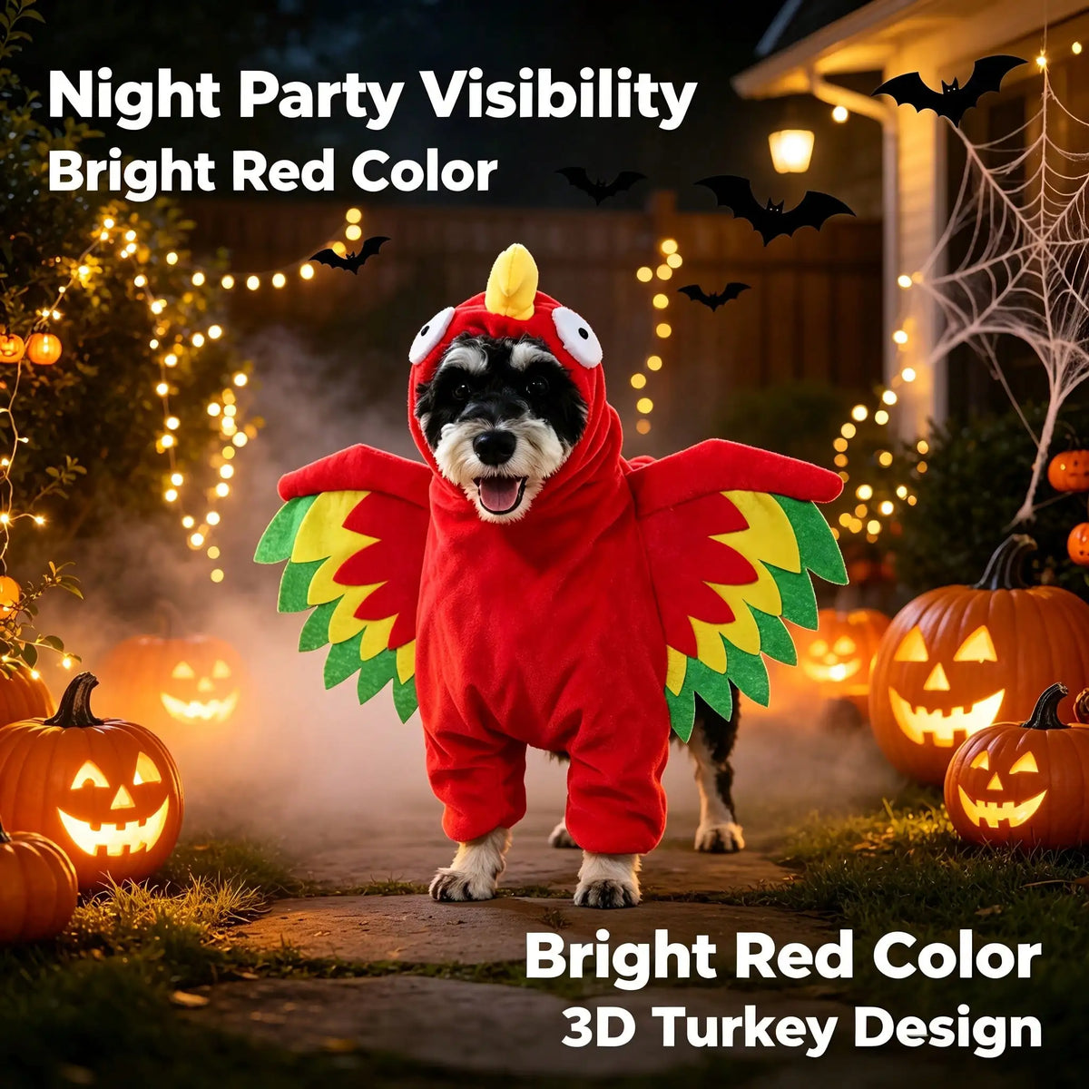 Halloween Turkey Pet Standing Costume With 3D Wings For Dogs