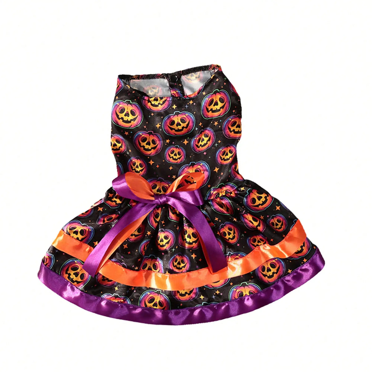 Funny Pumpkin And Skull Print Bowknot Dog Halloween Costume