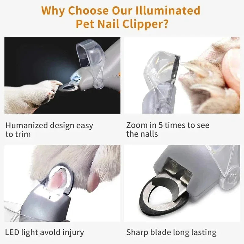 LED Light Pet Nail Clipper Scissors For Cats And Dogs