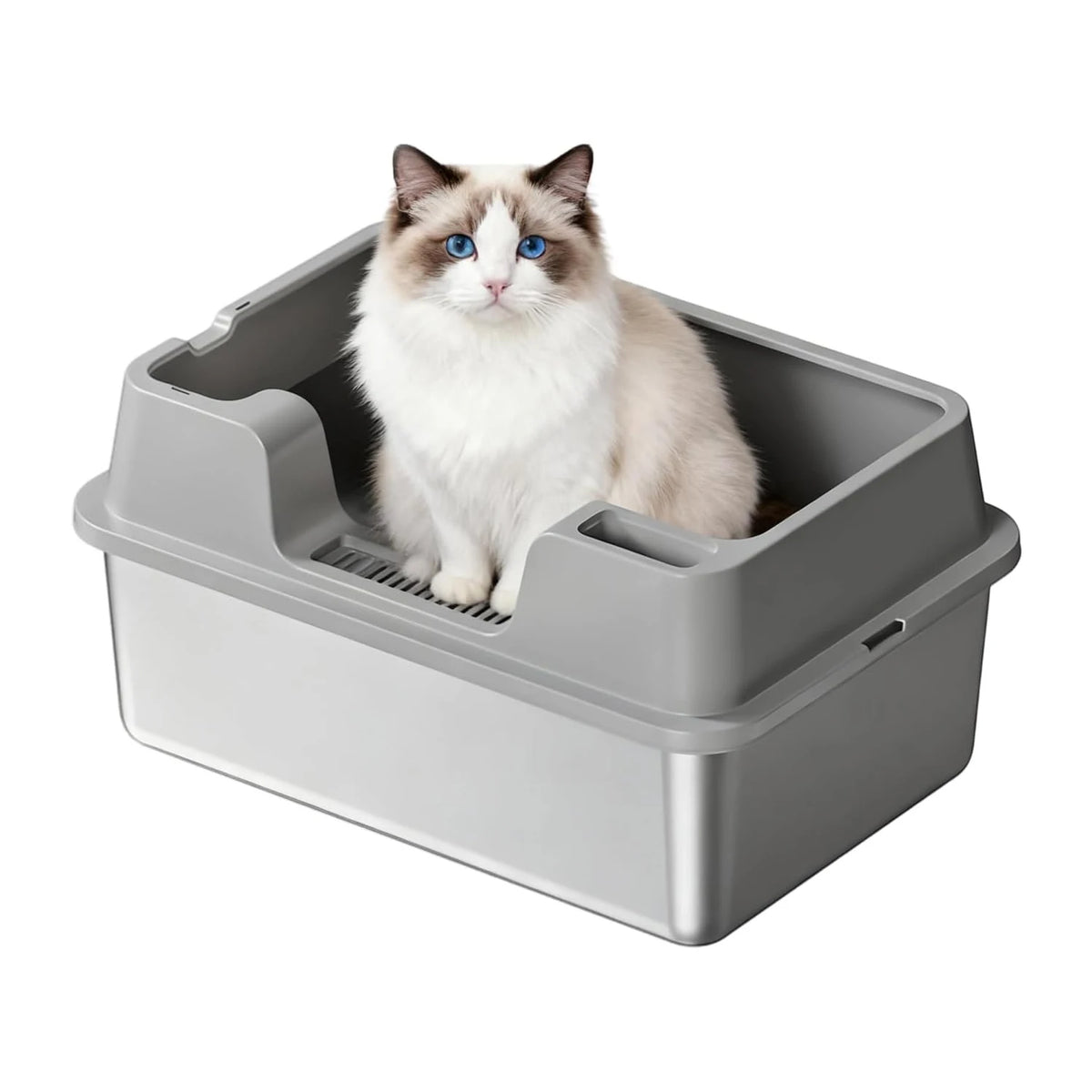 HiMISS Stainless Steel Enclosed Cat Litter Box High Walls