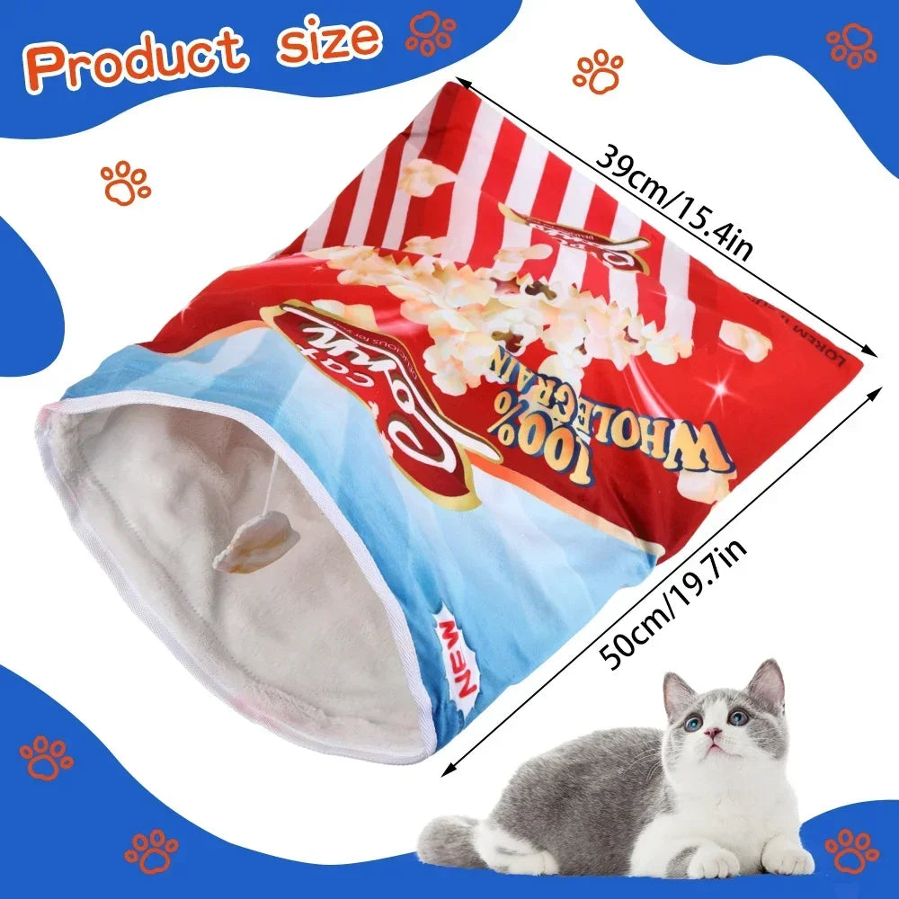 Collapsible Interactive Cat Tunnel Toy With Halloween Gourmet Patterns