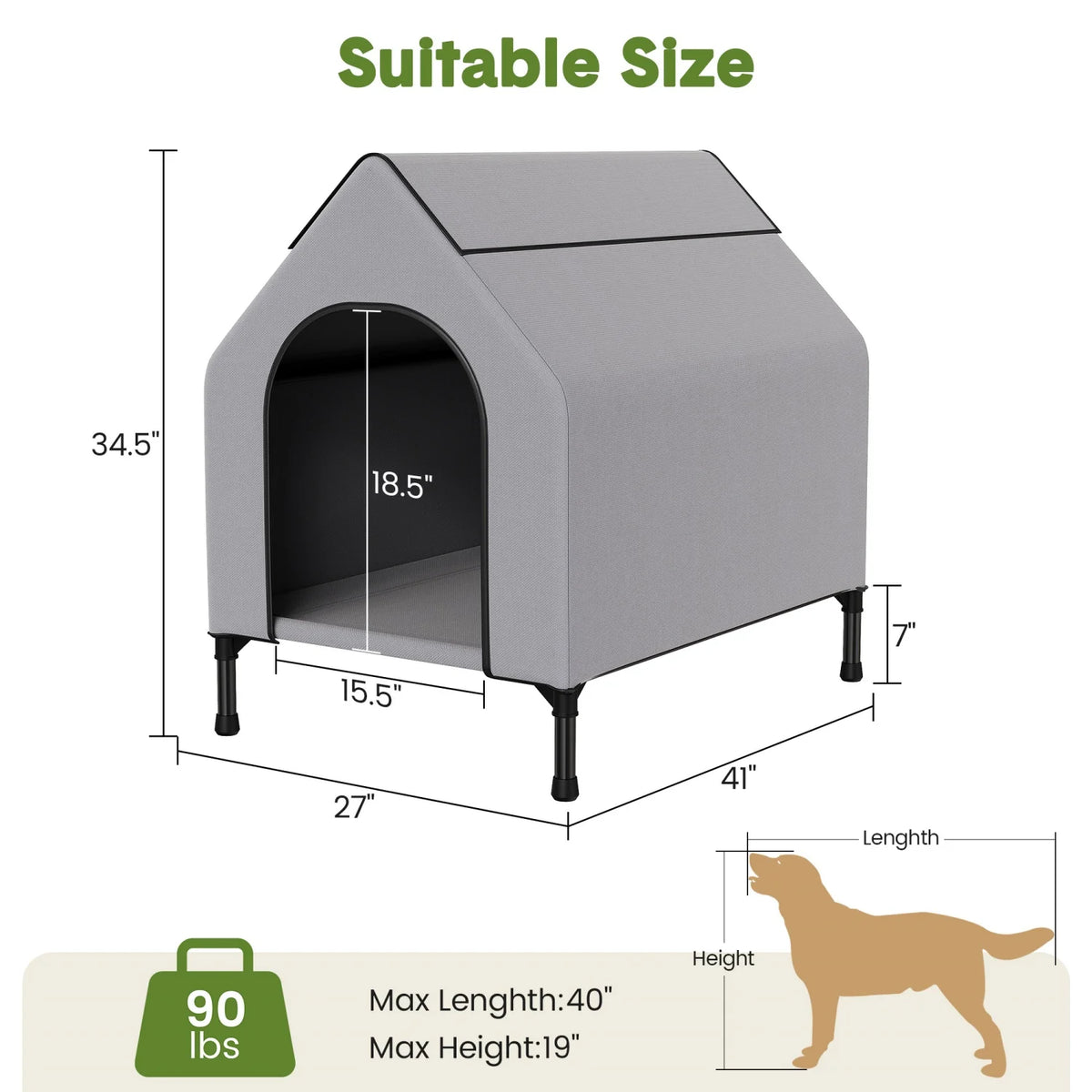 HiMISS Weatherproof Elevated Dog House For Outdoor Indoor