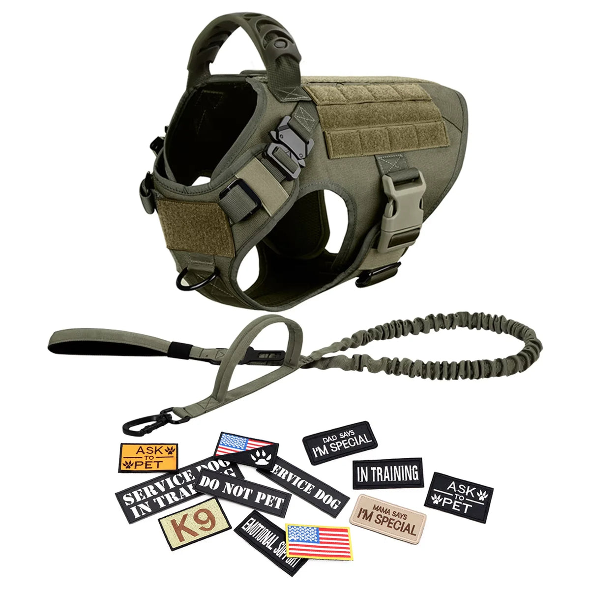 PetraVel Tactical Dog Harness Collar Leash Set For Pets