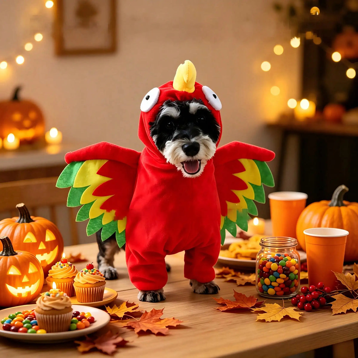 Halloween Turkey Pet Standing Costume With 3D Wings For Dogs