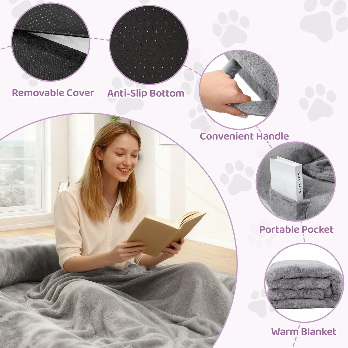 Orthopedic Faux Fur Pet Bed With Removable Cover For Adults