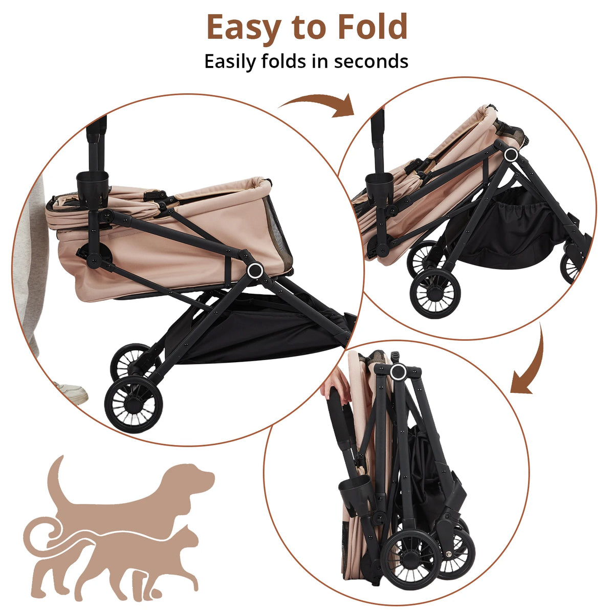 EliteZ Four Wheel Foldable Lightweight Pet Stroller For Dogs