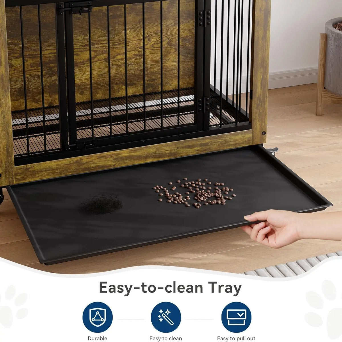ANIXOL Wooden Dog Crate Furniture With Side Table Storage