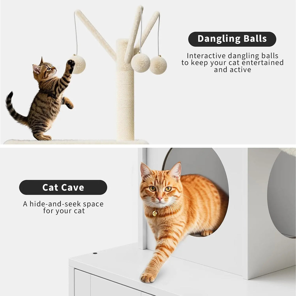 Tacleekii Indoor Cat Tower With Hidden Litter Box Enclosure