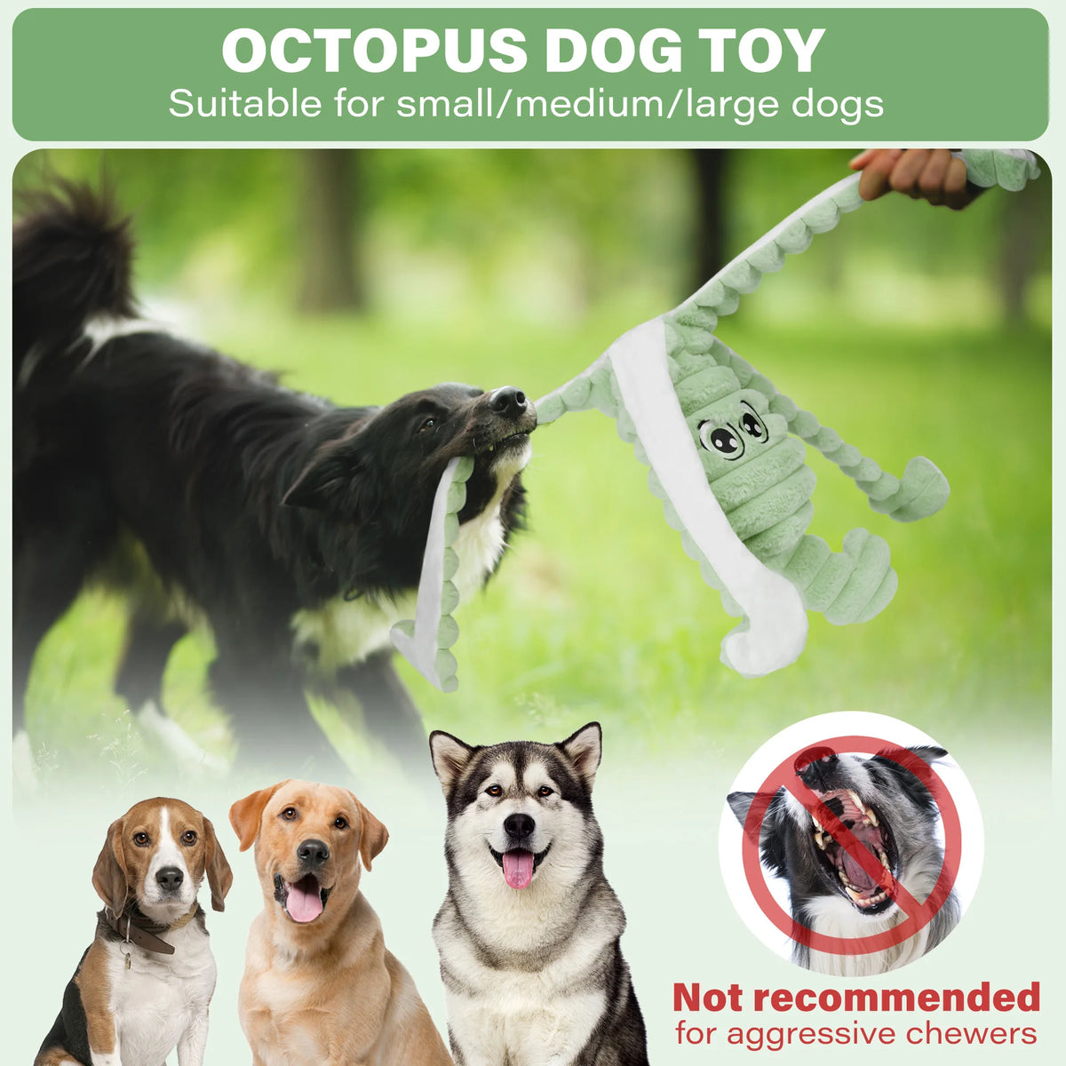 Octopus Squeaky Plush Interactive Dog Chew And Play Toy