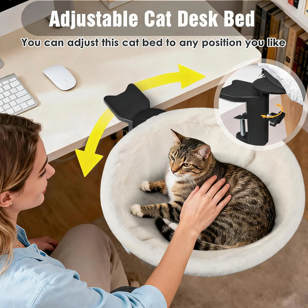 Gaomon Rotating Cat Table Bed Round Plush Faux Fur Lounger