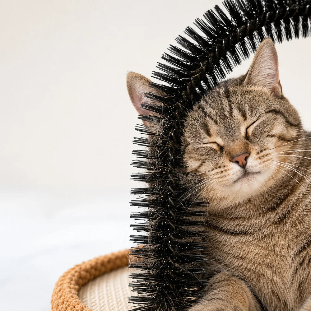 Cat Self Groomer Arch With Sisal Scratching Base And Brush