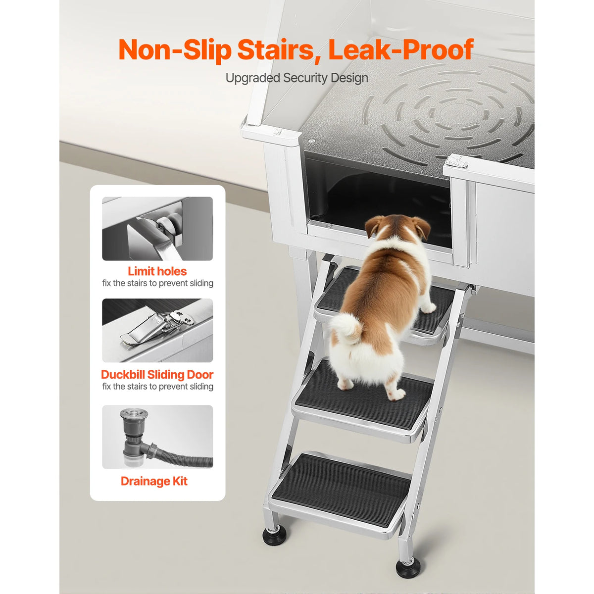 Stainless Steel Pet Grooming Tub With Faucet And Showerhead