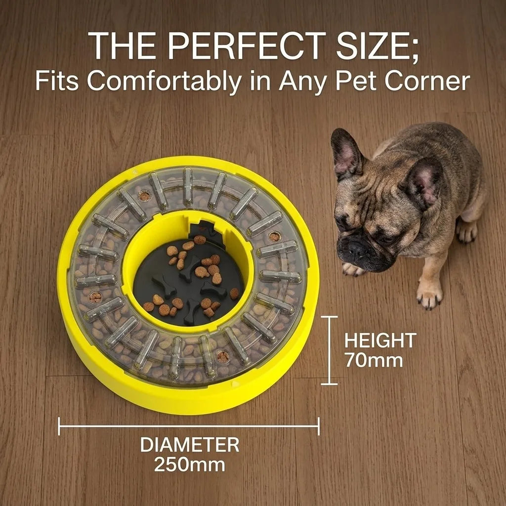 Rotating Interactive Dog Bowl with Adjustable Slow Treat Dispenser