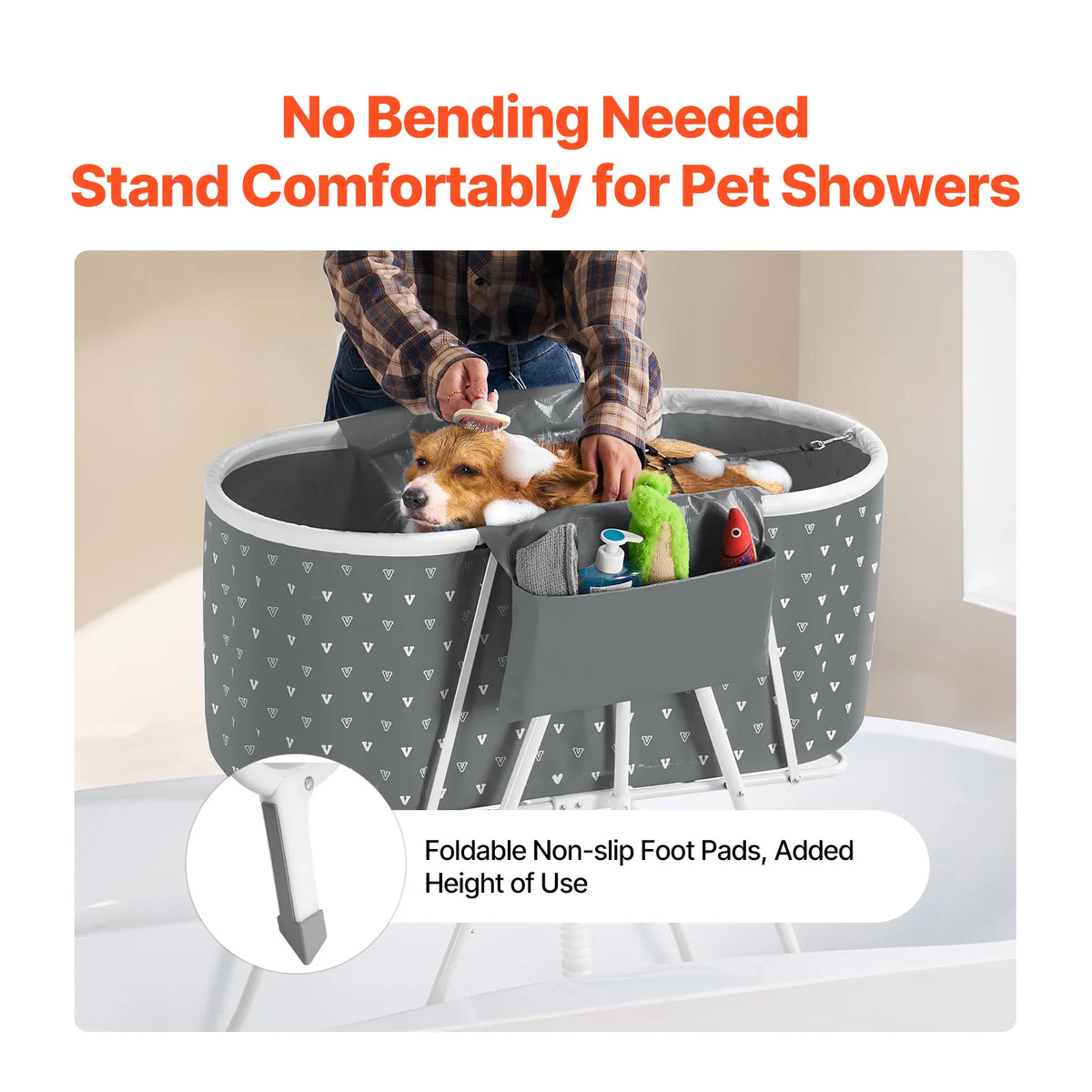 SucceBuy Portable Elevated Dog Bathtub And Foldable Pet Shower Station