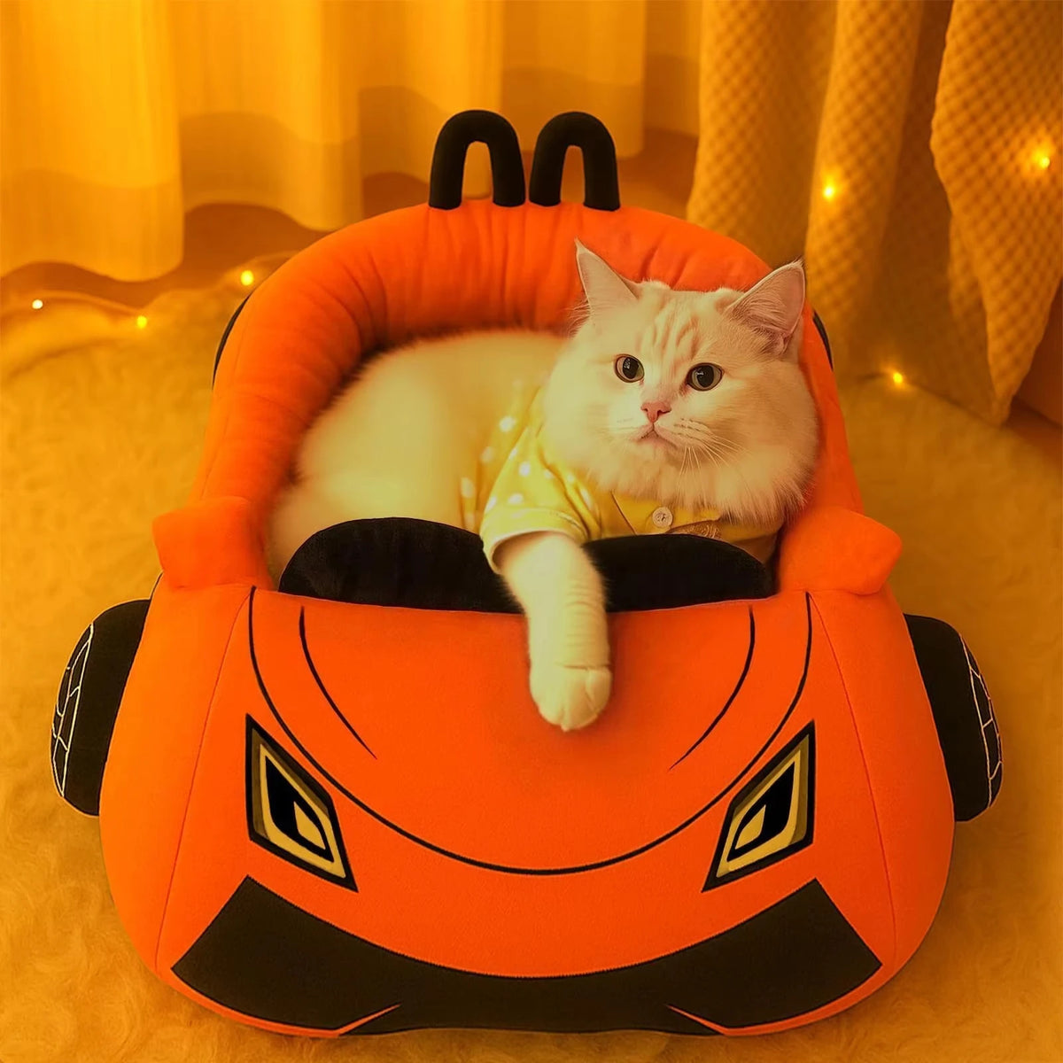 CWV Coral Fleece Supercar Pet Bed With Pillow For Cats