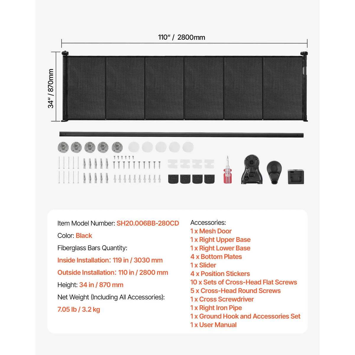SucceBuy Retractable Baby and Pet Gate for Stairs and Doorways