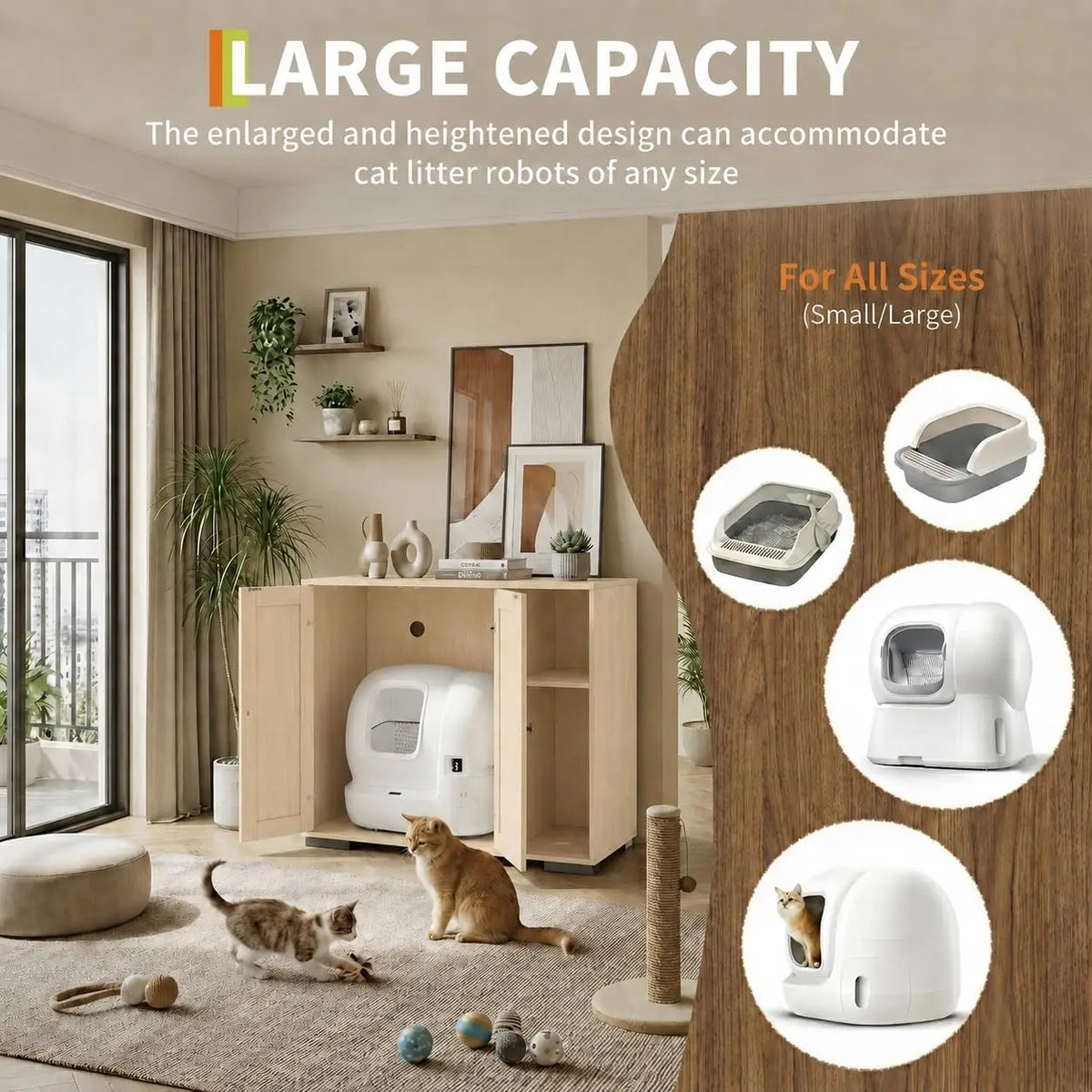 Garvee Cat Litter Box Enclosure Cabinet For Automatic Systems