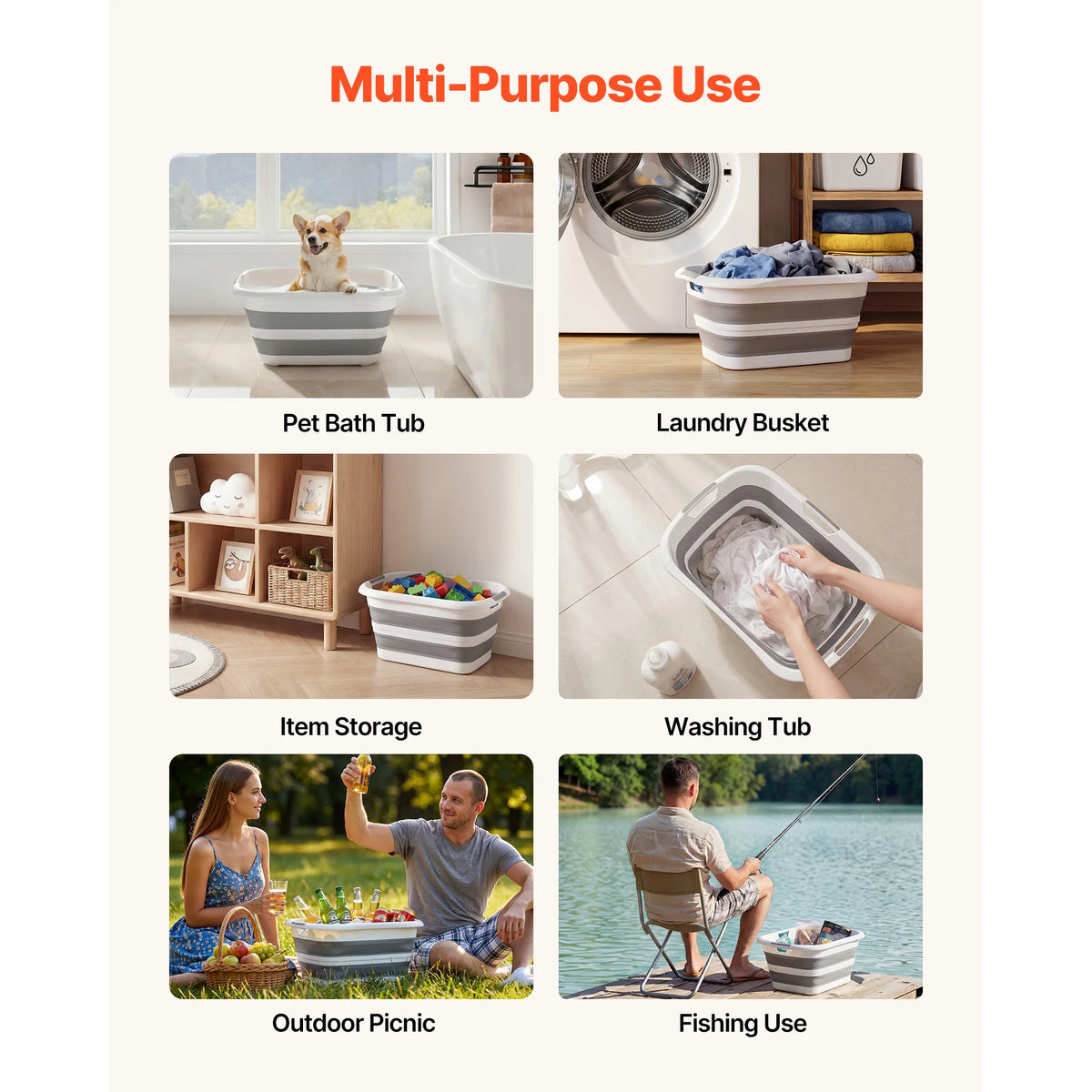 Collapsible Portable Dog Bathtub Space Saving Built In Drainage