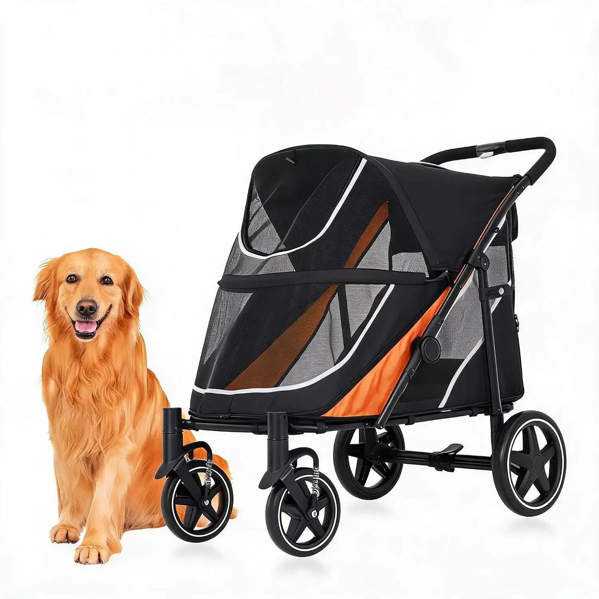Garvee Heavy Duty Foldable Large Dog Stroller With Mesh Ventilation