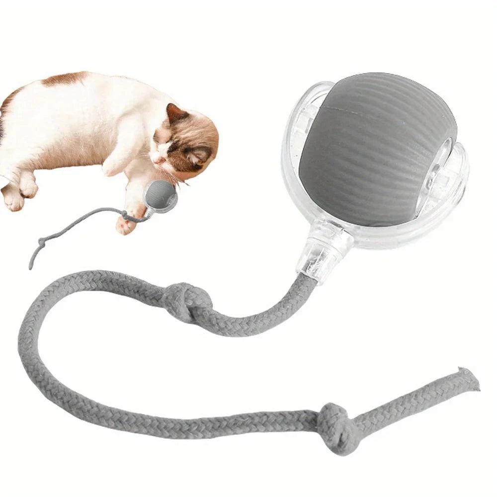 Automatic Led Cat Interactive Ball Toy With Rope Tail