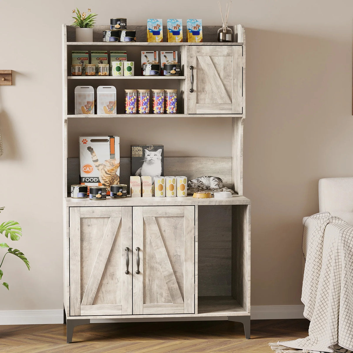 EliteZ Cat Litter Box Enclosure Cabinet With Storage