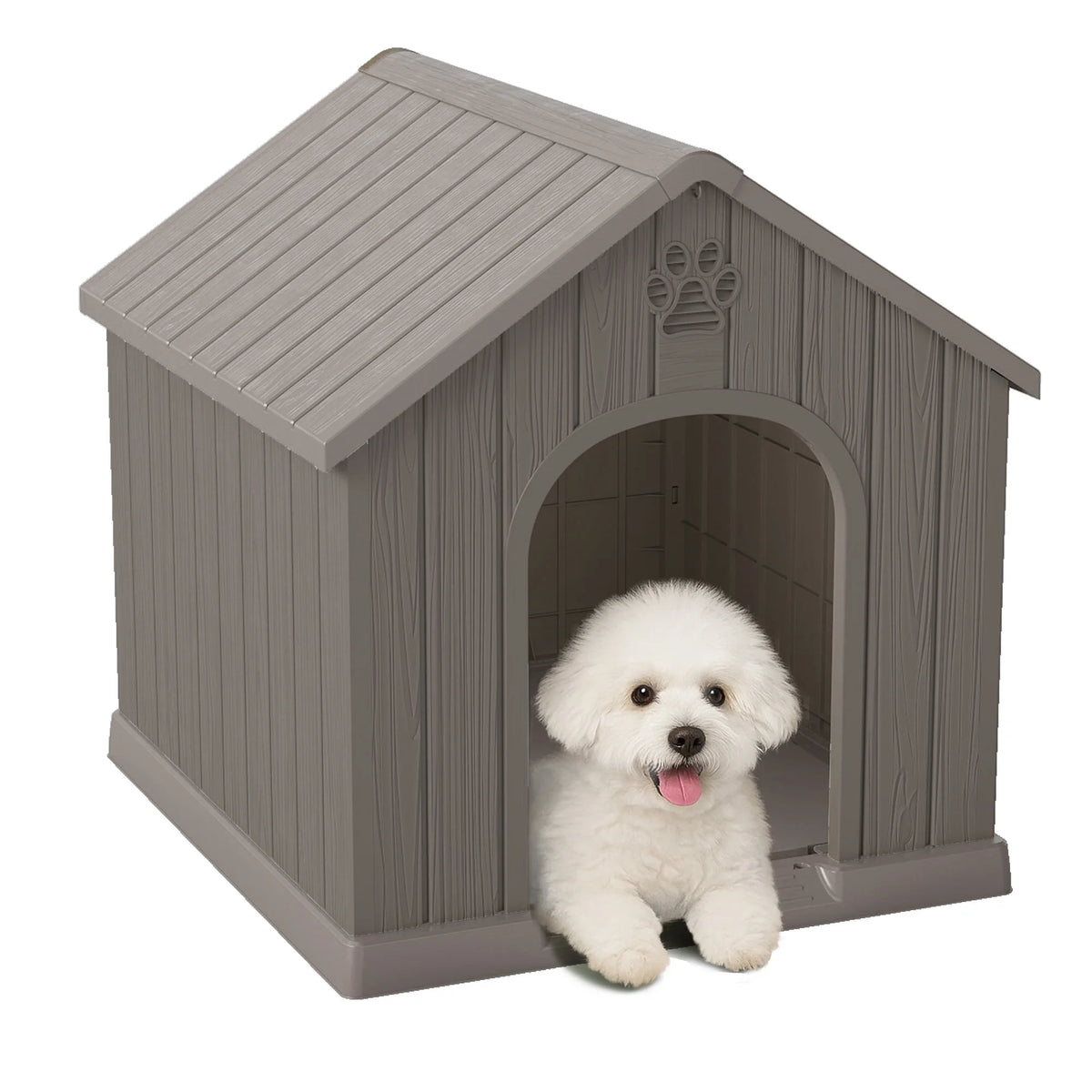 Compact Weather Resistant Plastic Dog House For Outdoor Patios