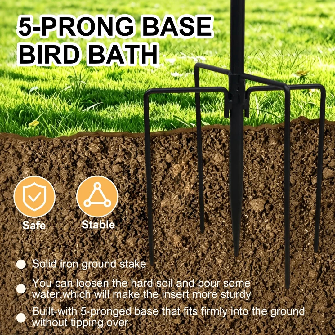 Dual Tier Outdoor Bird Feeder And Birdbath Stand For Gardens