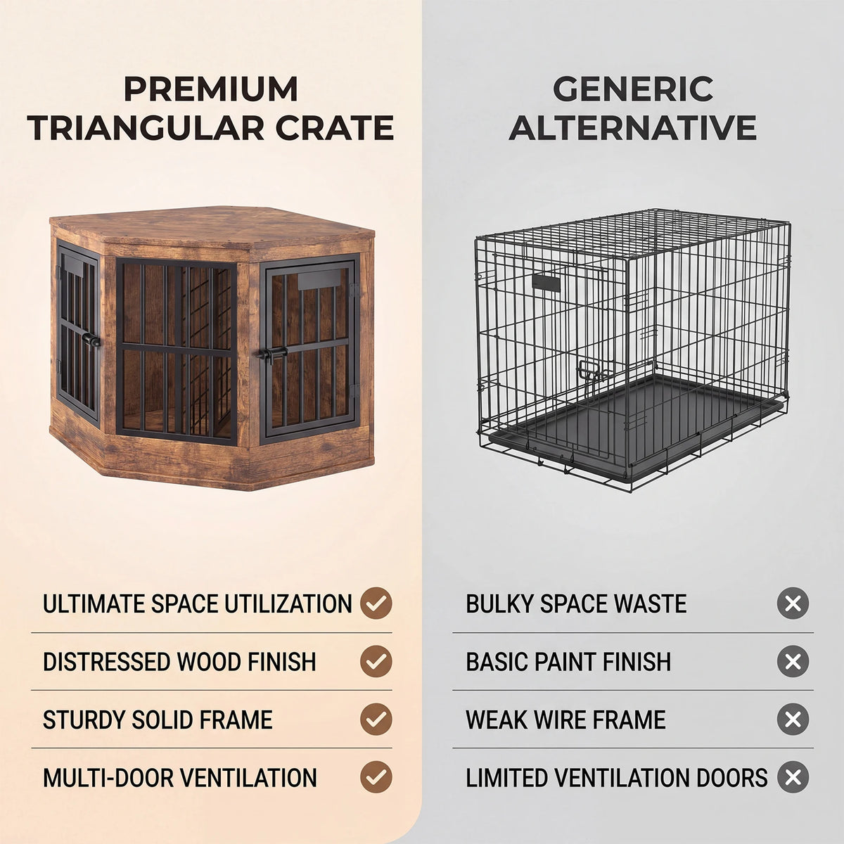 Decorative Wooden Corner Pet Crate Console Table Furniture