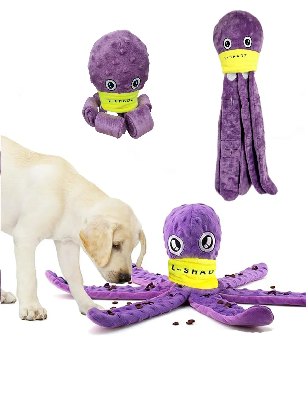 Plush Octopus Dog Snuffle Toy Interactive Puzzle Chew Feeder