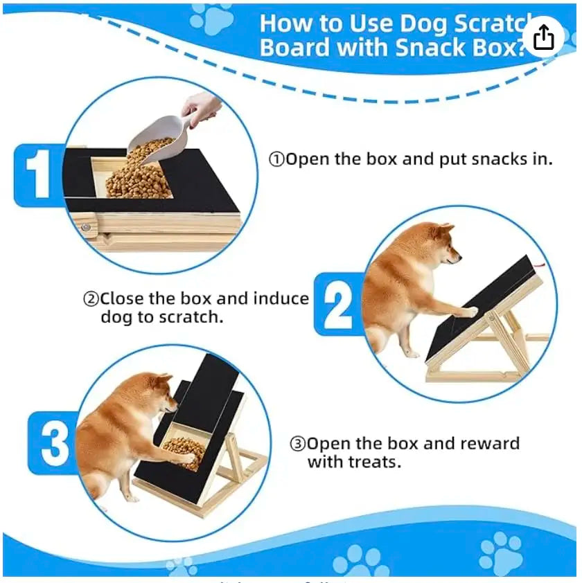Adjustable Wooden Dog Nail Scratcher Board With Treat Drawer