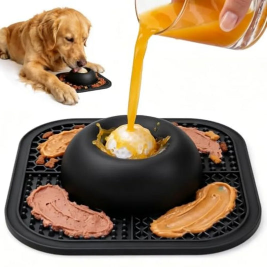 Interactive Slow Feeder Dog Bowl With Rolling Ball And Lick Mat