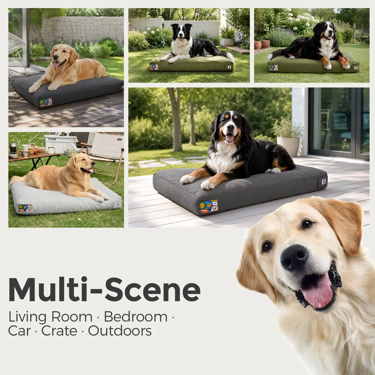Durable Canvas Outdoor Dog Bed With Waterproof Removable Cover