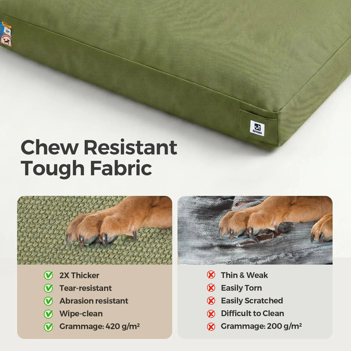 Durable Canvas Outdoor Dog Bed With Waterproof Removable Cover