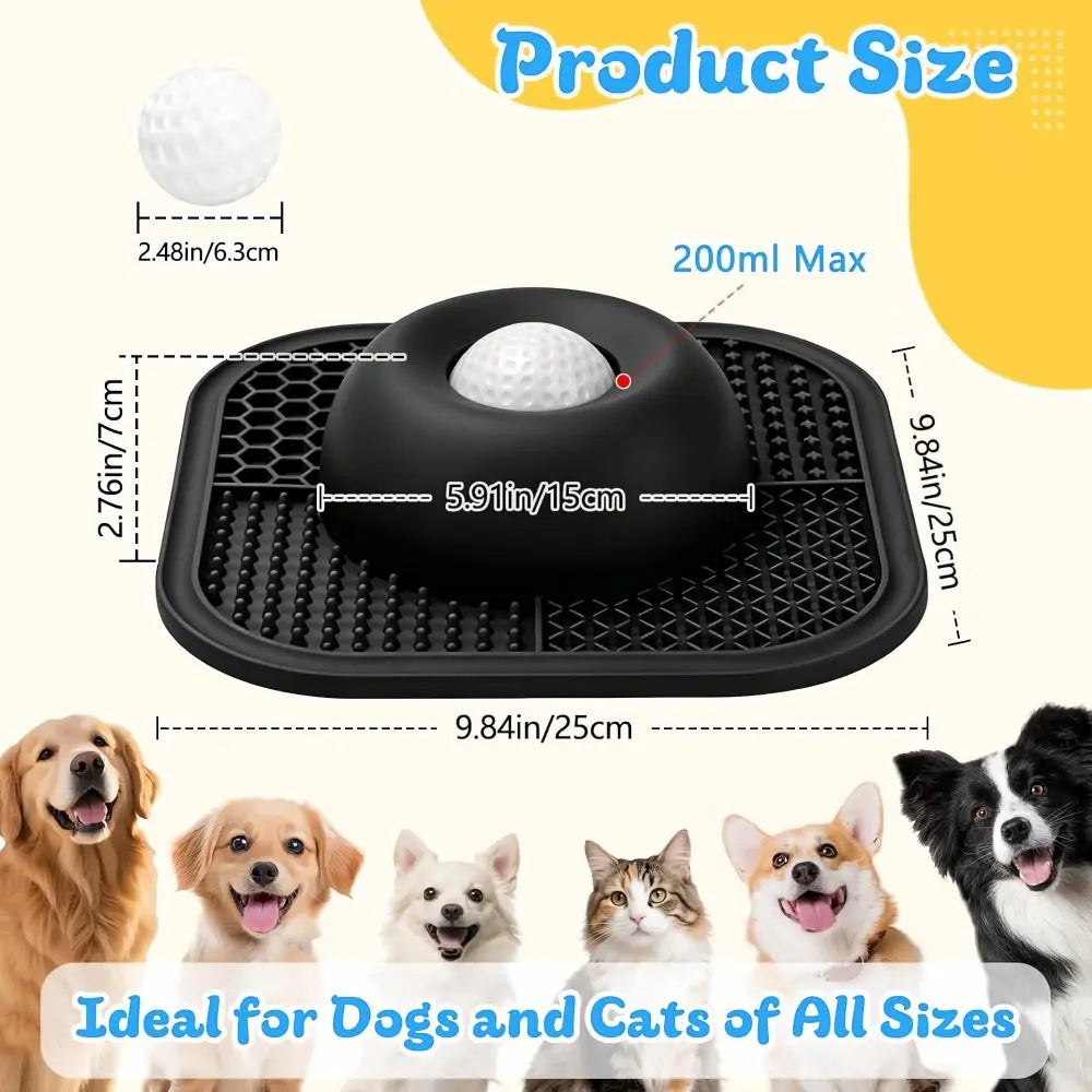Interactive Slow Feeder Dog Bowl With Rolling Ball And Lick Mat