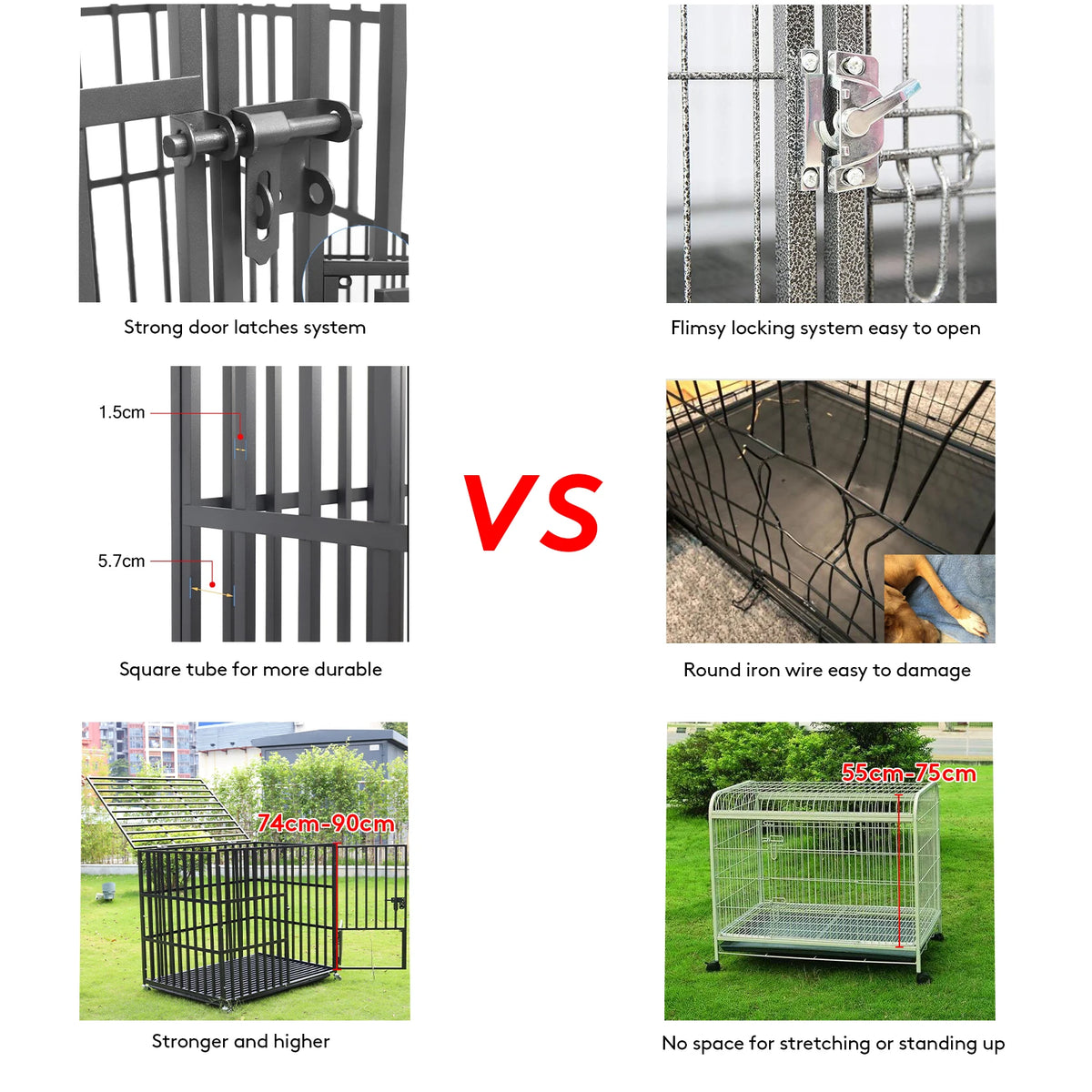 BINGOPAW Metal Rolling Dog Crate Kennel With Tray