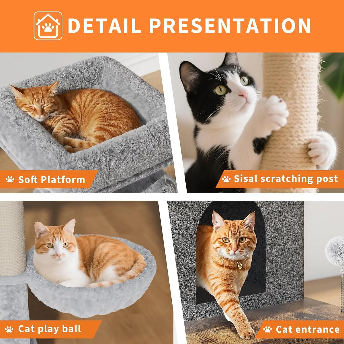 Tackleekii Multi Level Cat Tree With Litter Box Enclosure