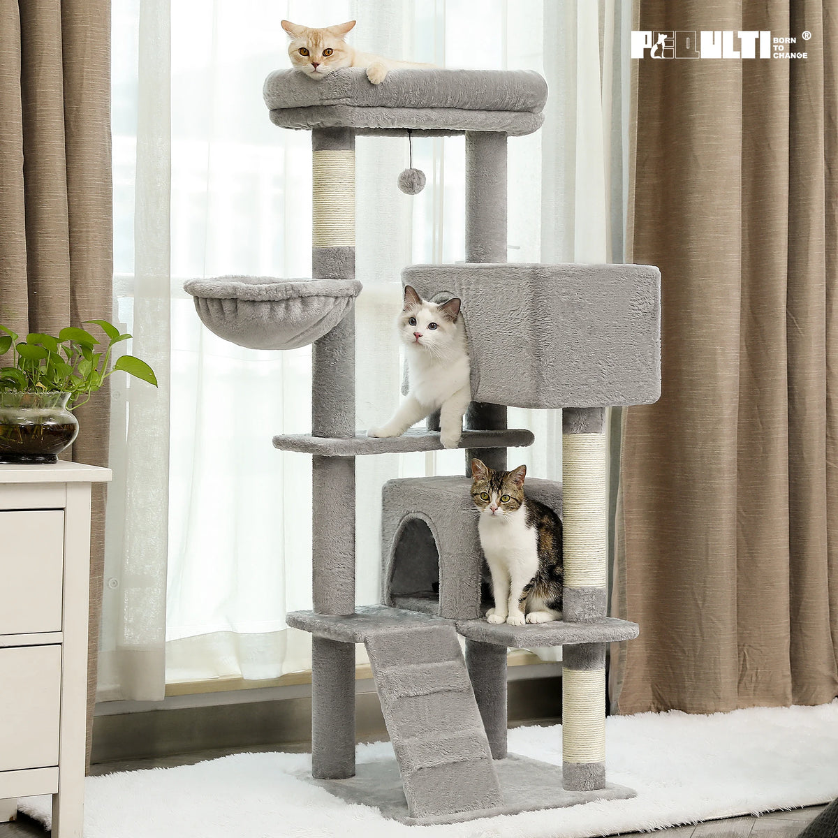 PAWZ Road Four Tier Cat Condo Featuring Hammock And Posts