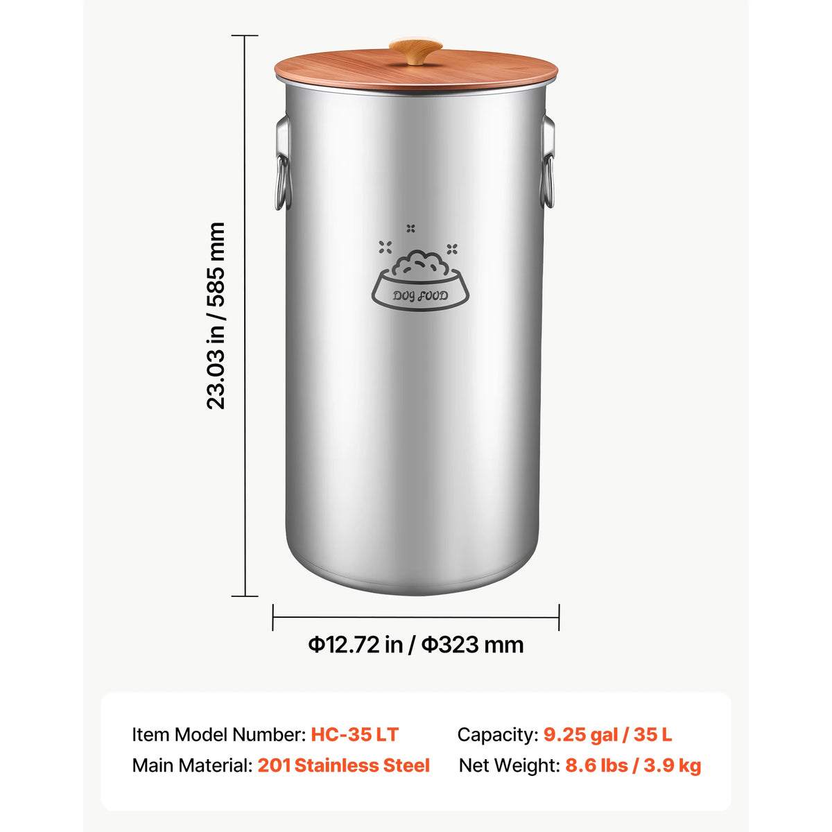 Stainless Steel Dog Food Storage Bin With Secure Airtight Lid