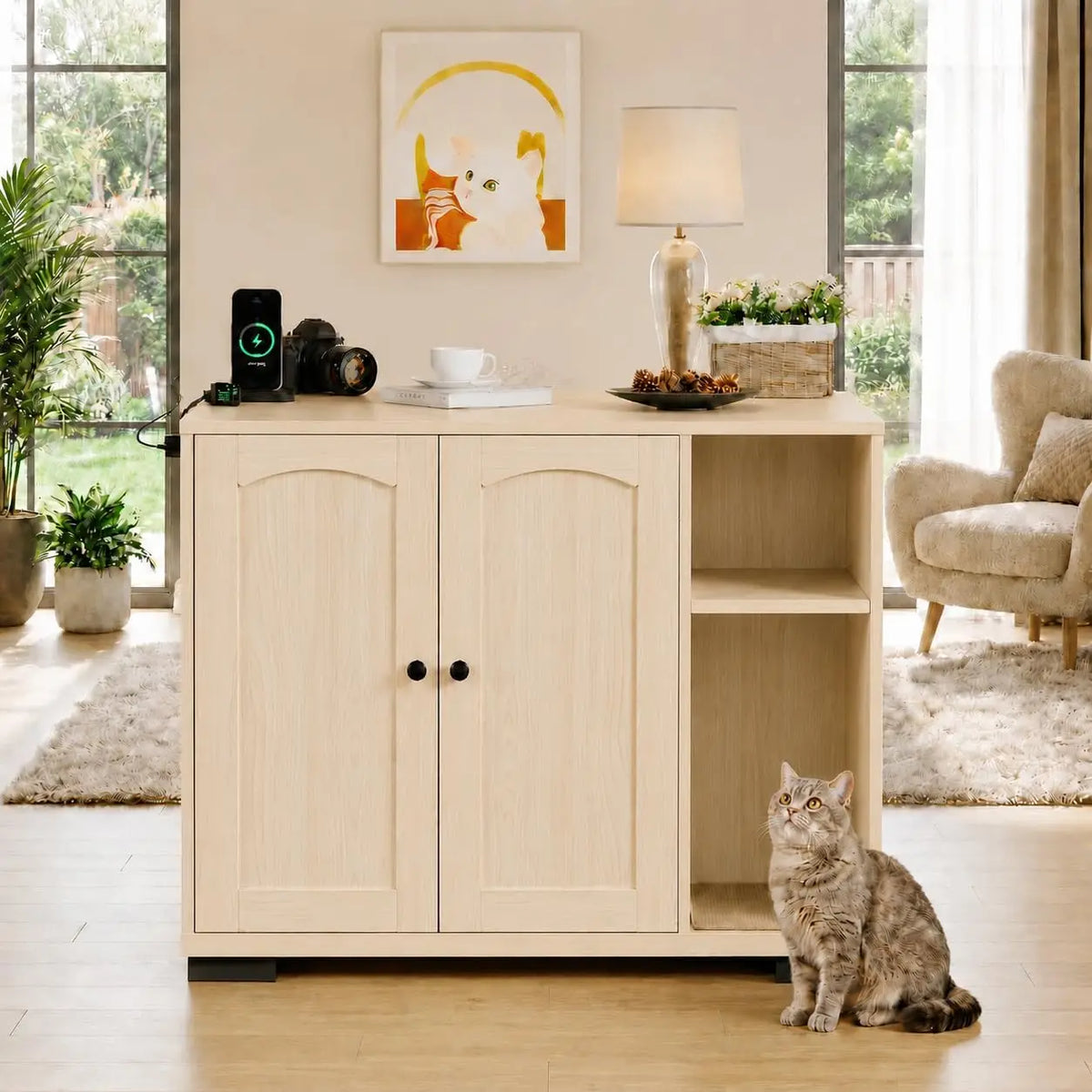 Garvee Cat Litter Box Enclosure Cabinet For Automatic Systems