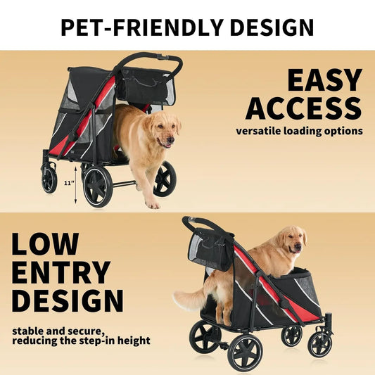 Garvee Heavy Duty Foldable Large Dog Stroller With Mesh Ventilation