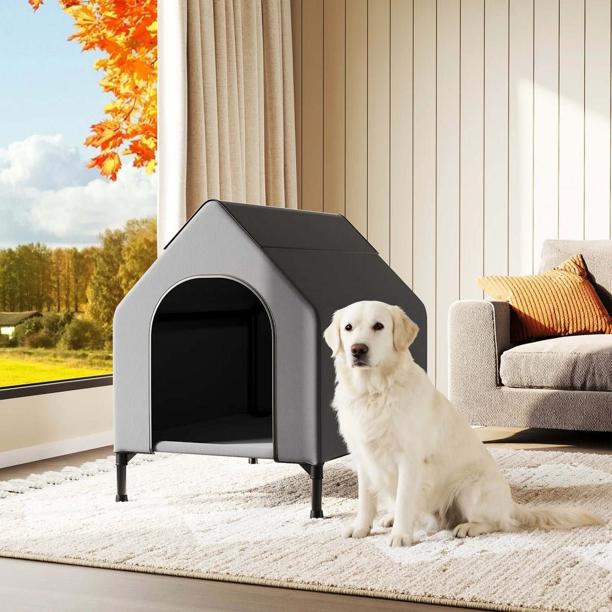 HiMISS Weatherproof Elevated Dog House For Outdoor Indoor