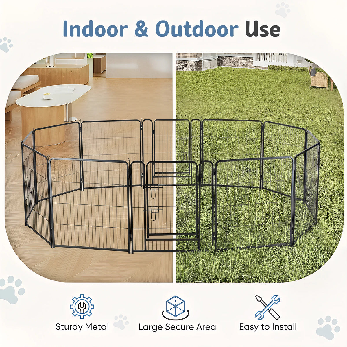 JHK Metal Foldable Pet Playpen For Yard And Outdoor Use